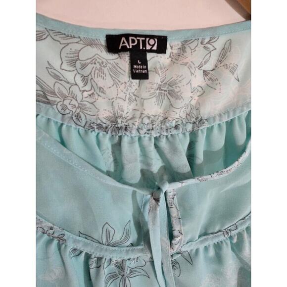 Apt. 9 Women’s Baby Blue Floral Semi-Sheer Lined Blouse - Size Large - Picture 7 of 9